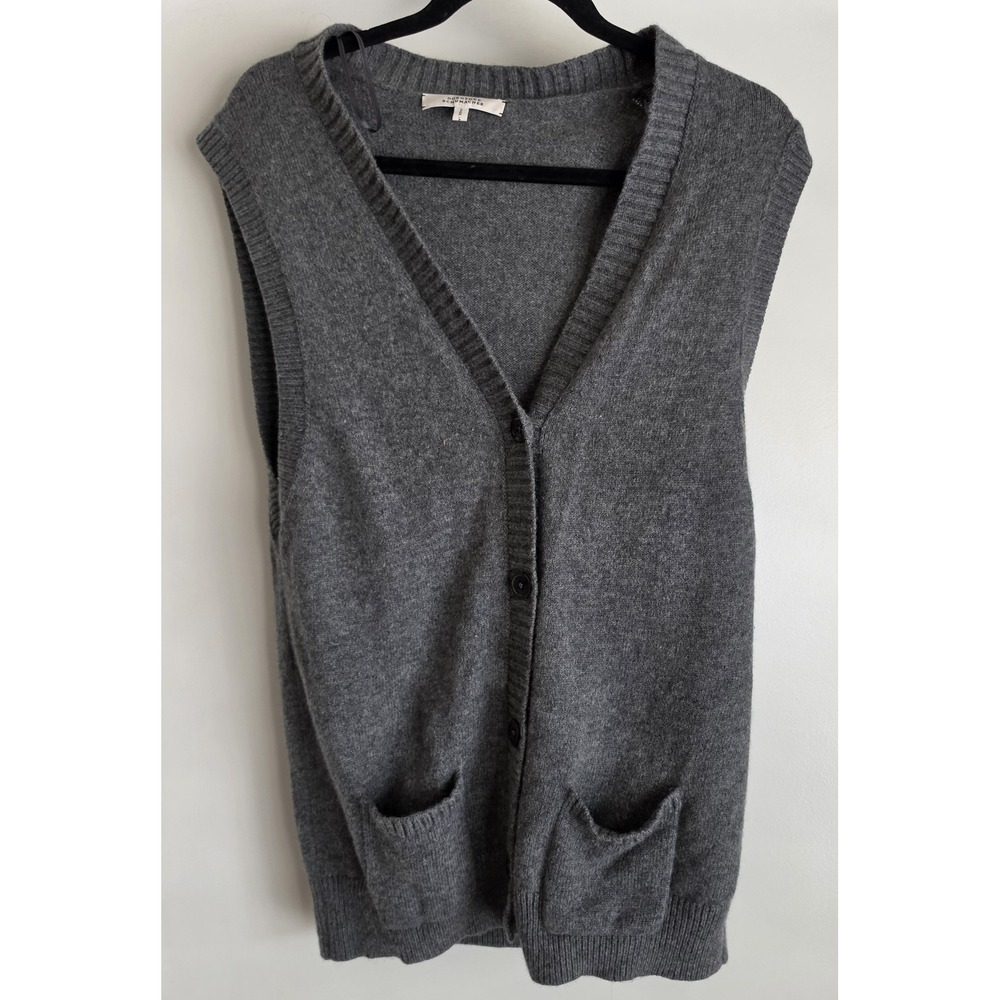 Dorothee Schumacher Vest Womens Grey Cashmere Wool Sleeveless V-Neck Minimalist